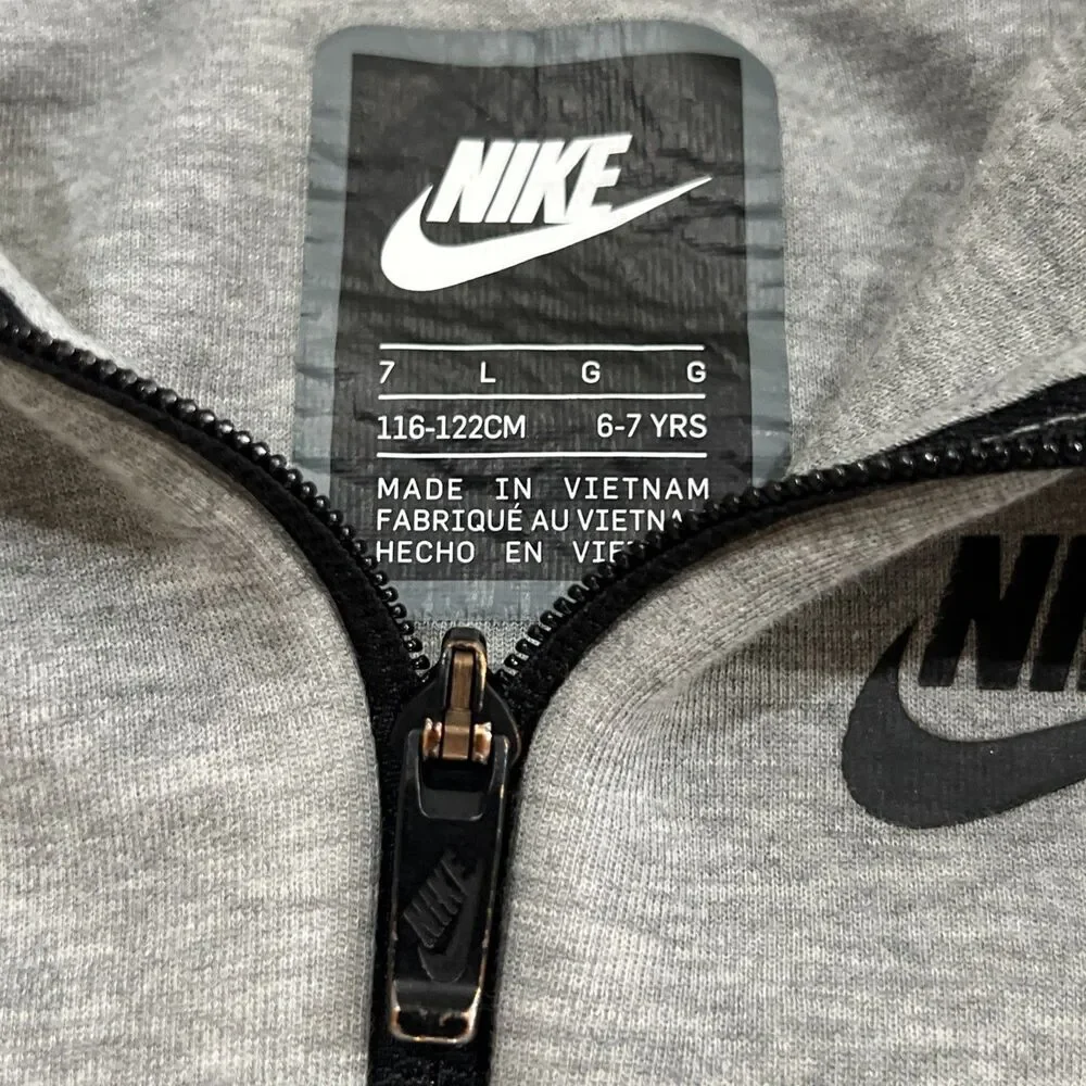 Nike Tech Fleece Tracksuit Grey Full Zip Hoodie and Joggers Set Boys Large